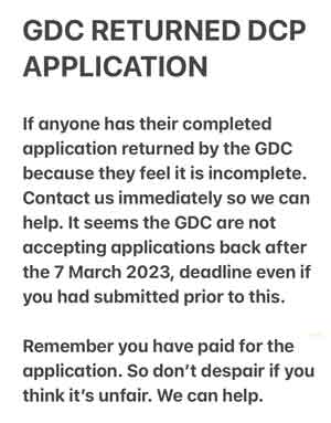 GDC RETURNED DCP APPLICATION