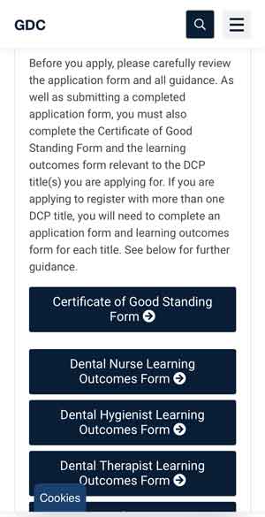 GDC Route to registration questionnaire