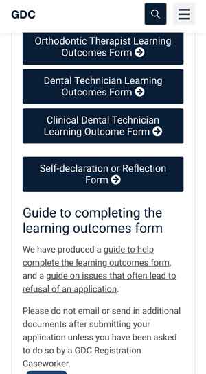 GDC Route to registration questionnaire